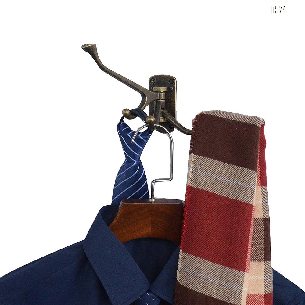 Rustic Coat Hook Zinc Alloy Wall Mounted Multifunctional Foldable Decoration Robe Hook Swivel Hook Antique Bronze