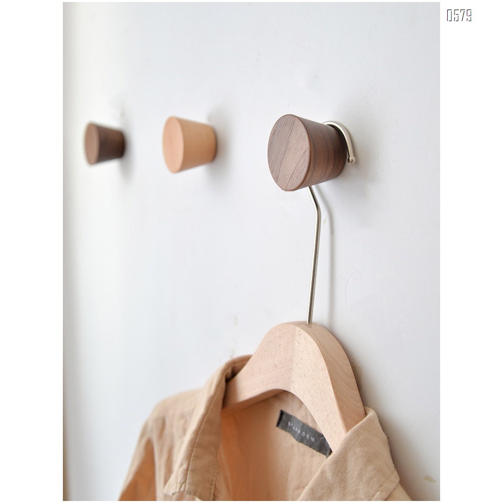 Natural Wooden Coat Hooks,Wall Mount Single Hat Bag Hooks,Decorative Cone Hooks