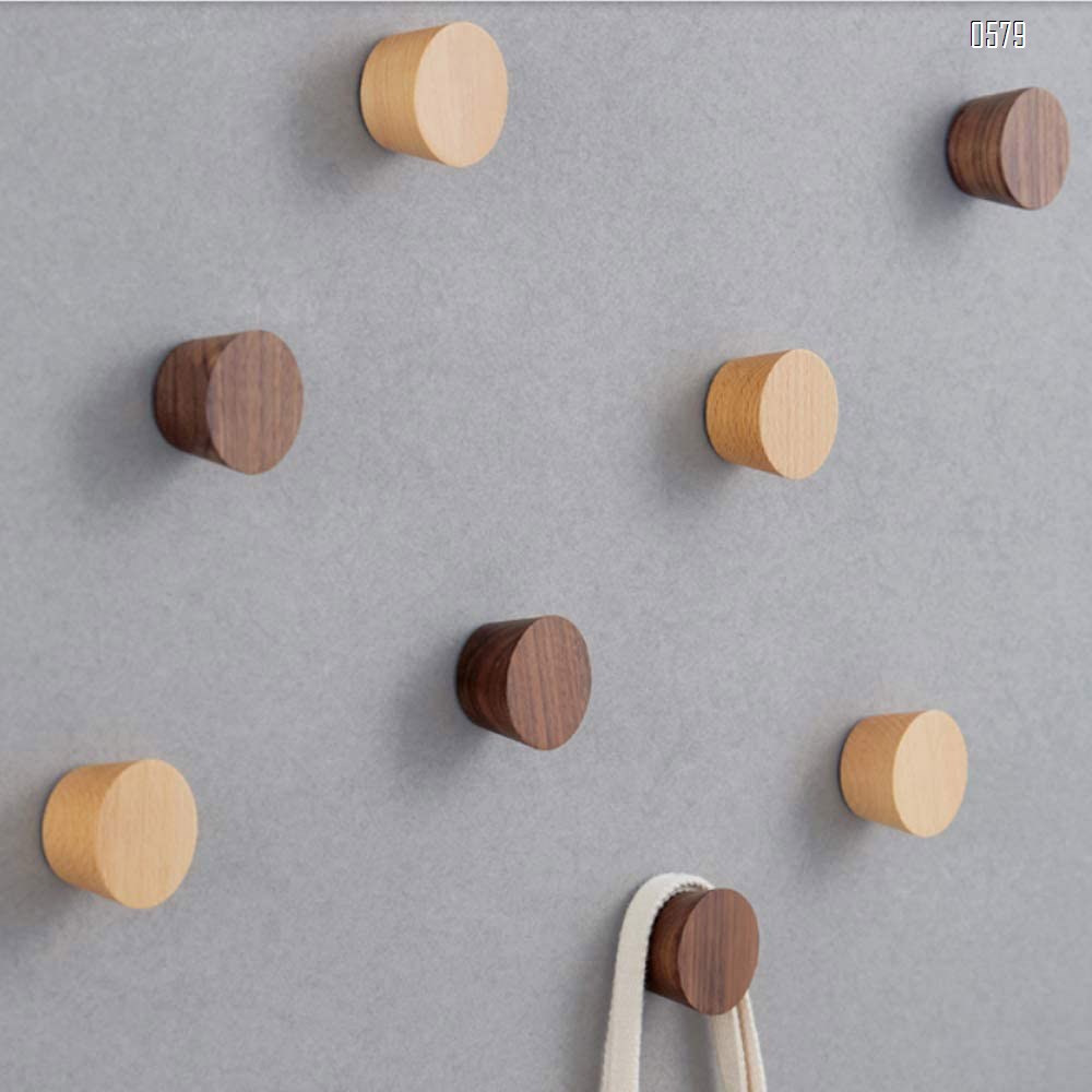 Natural Wooden Coat Hooks,Wall Mount Single Hat Bag Hooks,Decorative Cone Hooks