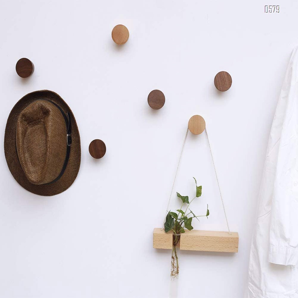 Natural Wooden Coat Hooks,Wall Mount Single Hat Bag Hooks,Decorative Cone Hooks