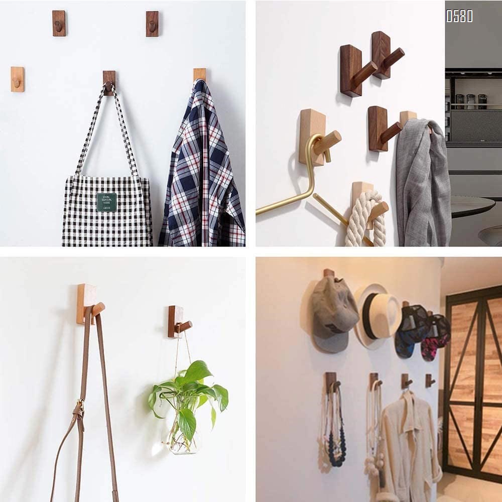 Wooden Coat Hooks Wall Mounted Vintage Single Organizer Hangers, Handmade Craft Hat Rack Hat Hanger