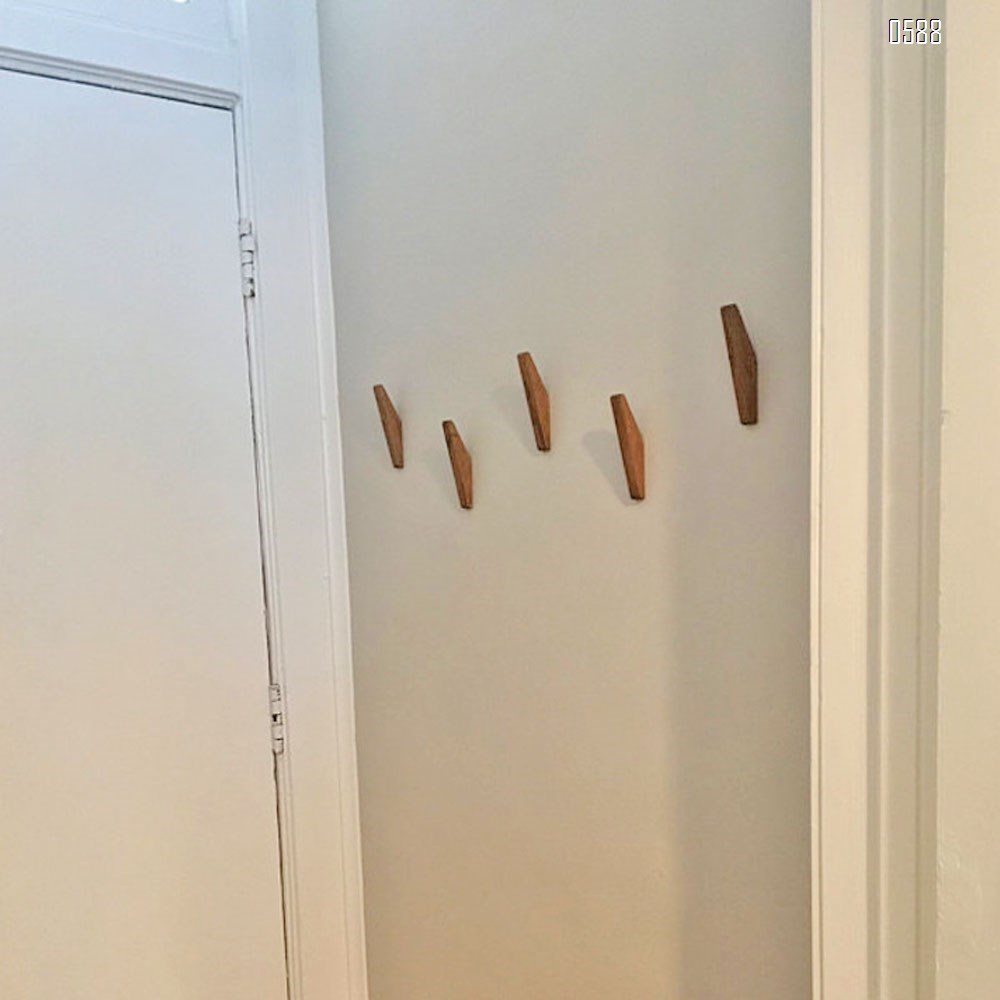 Mid-Century Modern Wall Coat Hooks Solid Teak Wood