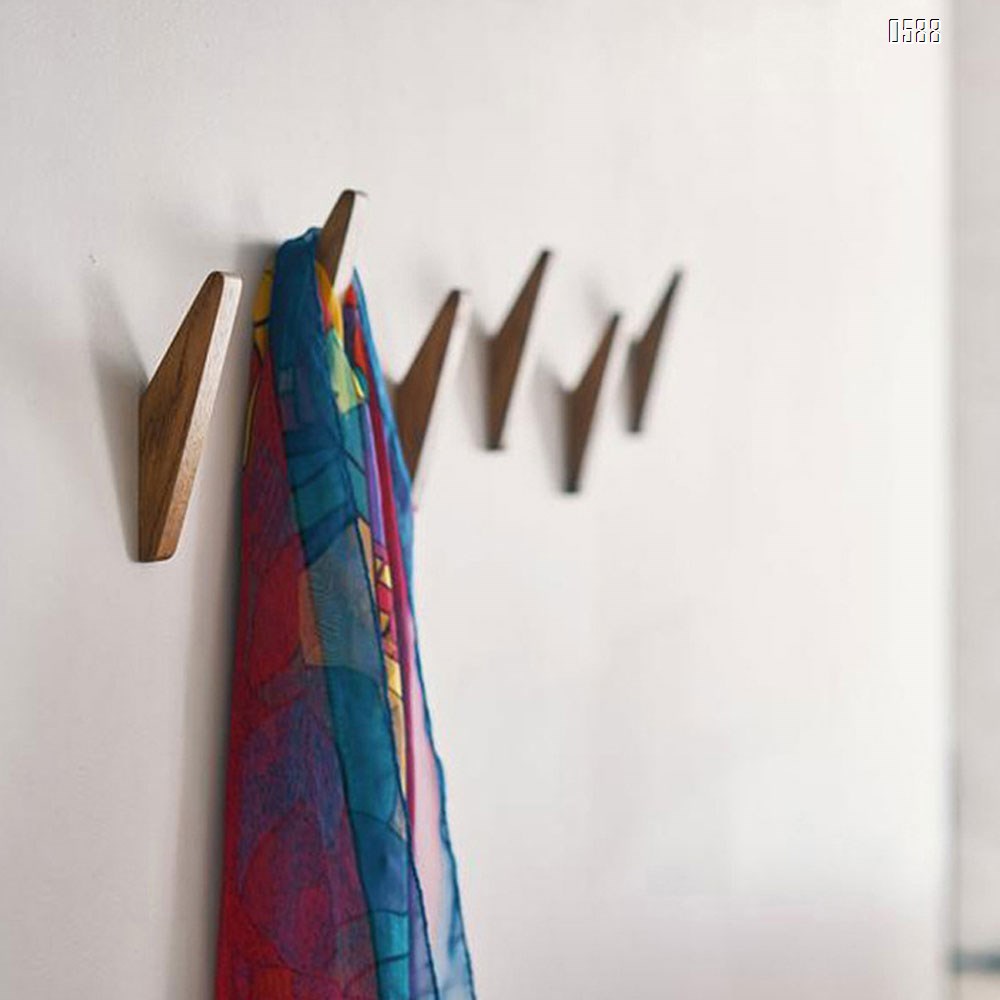 Mid-Century Modern Wall Coat Hooks Solid Teak Wood