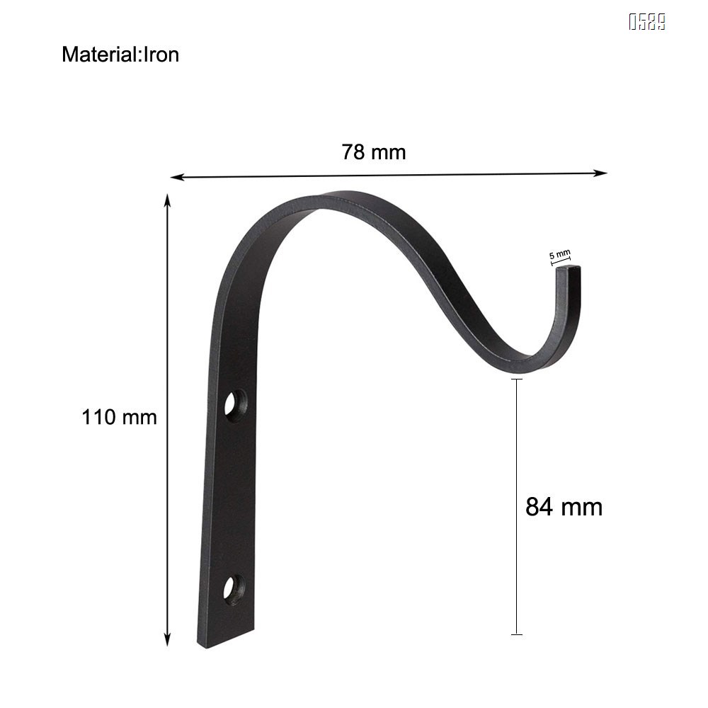 Metal Wall Hook Plant Hanger Bracket Decorative Iron Wall Hooks Decorative Coat Hook Metal Lantern Bracket for Hanging Baskets Lantern Artworks Home Decor Come with Screws