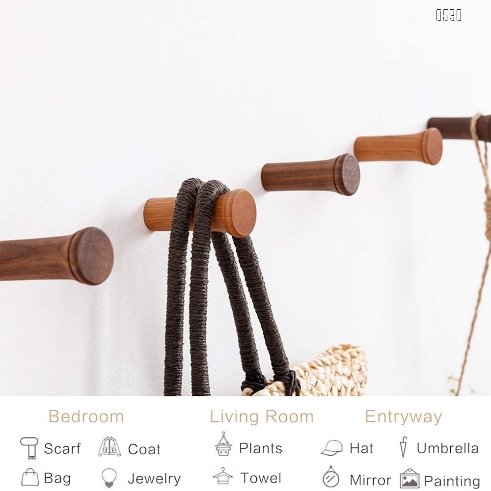 Wood Wall Hooks Coat Hooks Wall Mounted  Rustic Wooden Hooks Heavy Duty Robe Hook Hat Rack | Hooks for Hanging Bathroom Towels Clothes Hanger