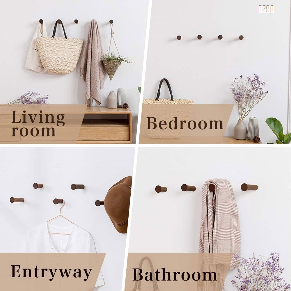 Wood Wall Hooks Coat Hooks Wall Mounted  Rustic Wooden Hooks Heavy Duty Robe Hook Hat Rack | Hooks for Hanging Bathroom Towels Clothes Hanger