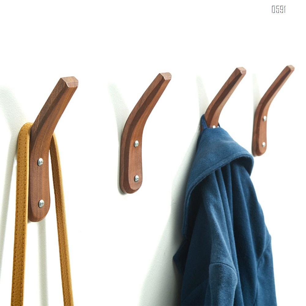 Wooden Coat Hook Wall Mounted Vintage Single Hook Hat Rack Towel Hanger Wall Organizer Simple Handcraft Decorative Wood Wall Hooks Heavy Duty