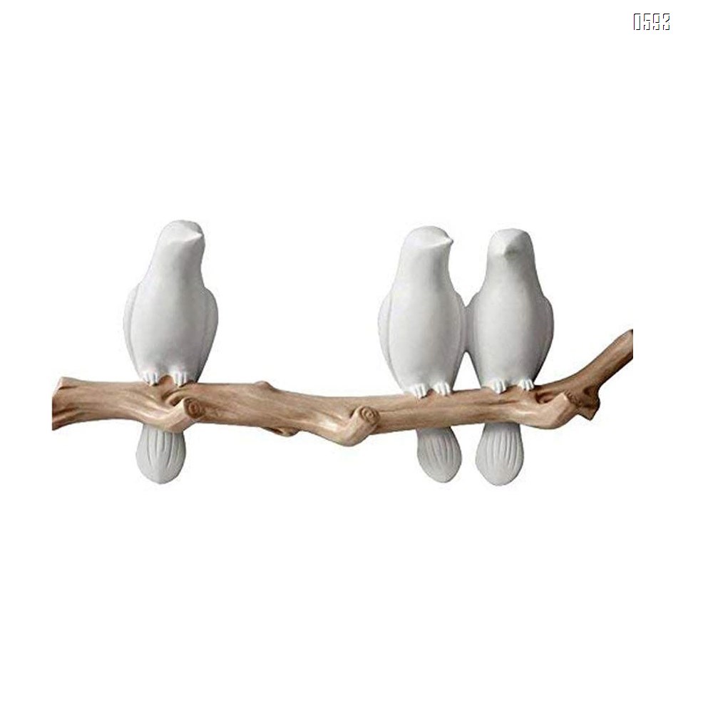 Decorative Birds On Tree Branch Wall Mounted Coat Hanger for Coats/Hats/Keys/Towels(Three Birds)