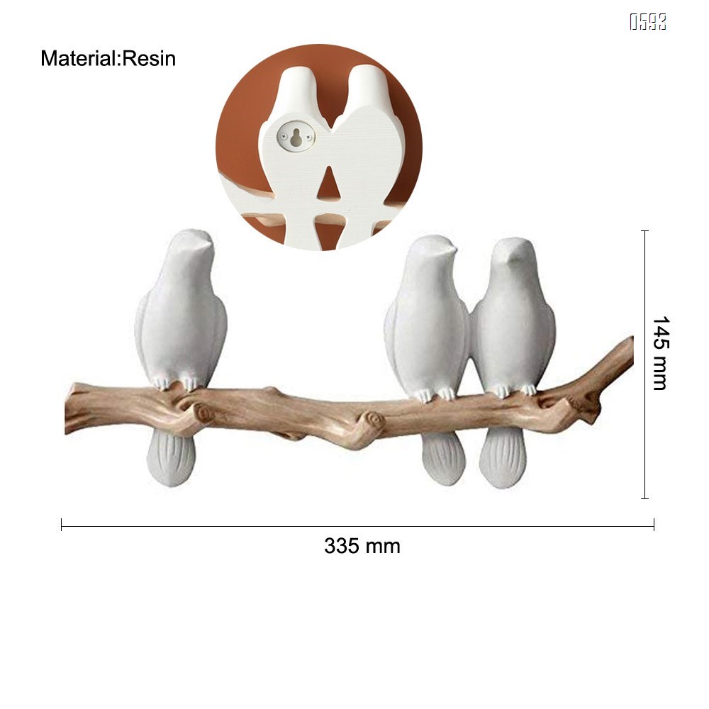 Decorative Birds On Tree Branch Wall Mounted Coat Hanger for Coats/Hats/Keys/Towels(Three Birds)