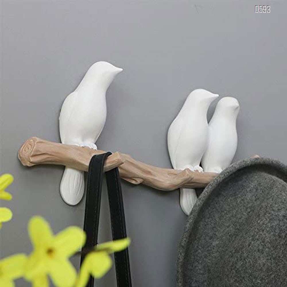 Decorative Birds On Tree Branch Wall Mounted Coat Hanger for Coats/Hats/Keys/Towels(Three Birds)