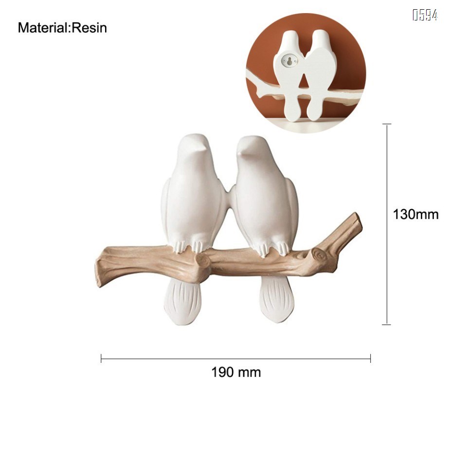 Decorative Birds On Tree Branch Wall Mounted Coat Hanger for Coats/Hats/Keys/Towels(Two Birds)