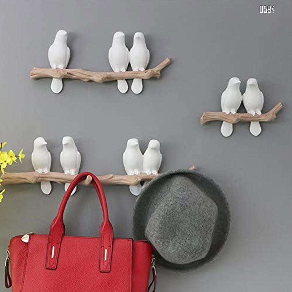 Decorative Birds On Tree Branch Wall Mounted Coat Hanger for Coats/Hats/Keys/Towels(Two Birds)