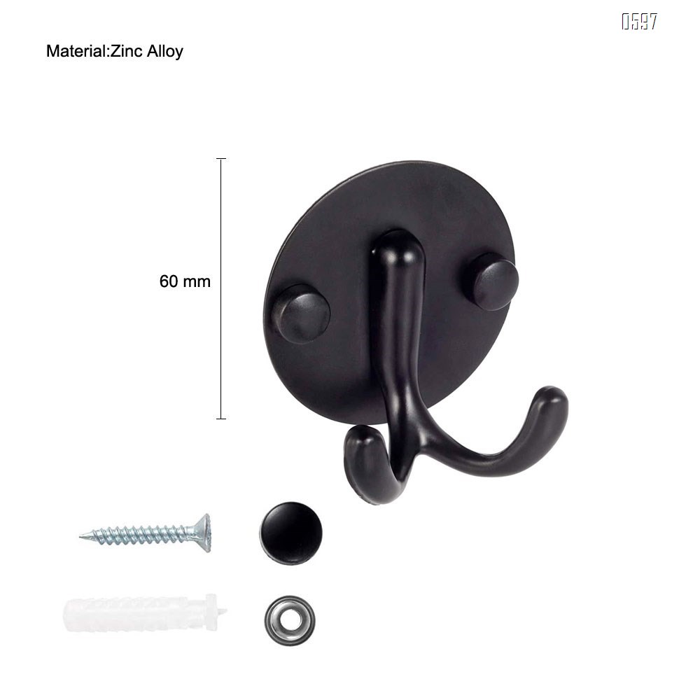 Heavy Duty Utility Hooks, Wall Mounted Black Hooks for Hanging Coat, Towel, Hat, Key, Bag, Scarf