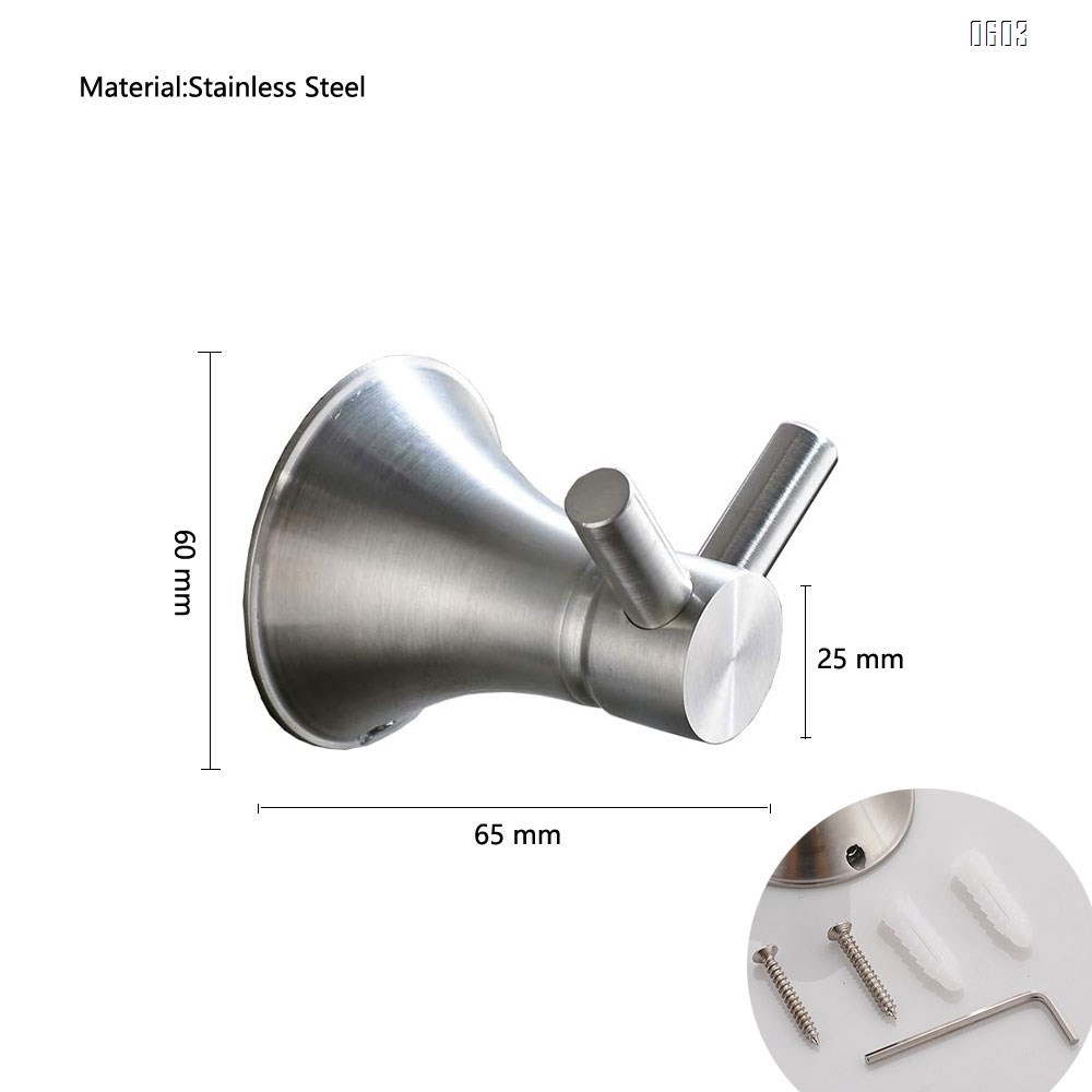 Double Robe Coat Hook Long Prong Bathroom Towel Holder Set Clothes Hat Hanger Kitchen Heavy Duty Organizer Contemporary Style Wall Mounted Bath Hardware Brushed Finished