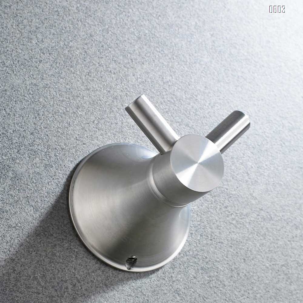 Double Robe Coat Hook Long Prong Bathroom Towel Holder Set Clothes Hat Hanger Kitchen Heavy Duty Organizer Contemporary Style Wall Mounted Bath Hardware Brushed Finished