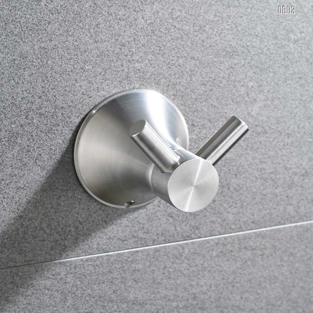 Double Robe Coat Hook Long Prong Bathroom Towel Holder Set Clothes Hat Hanger Kitchen Heavy Duty Organizer Contemporary Style Wall Mounted Bath Hardware Brushed Finished