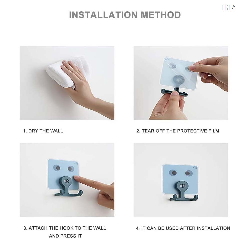 Adhesive Hooks Utility Hooks, Heavy Duty Coat Hooks Waterproof and Oilproof Seamless Hooks, Wall Hook for Bathroom Kitchen