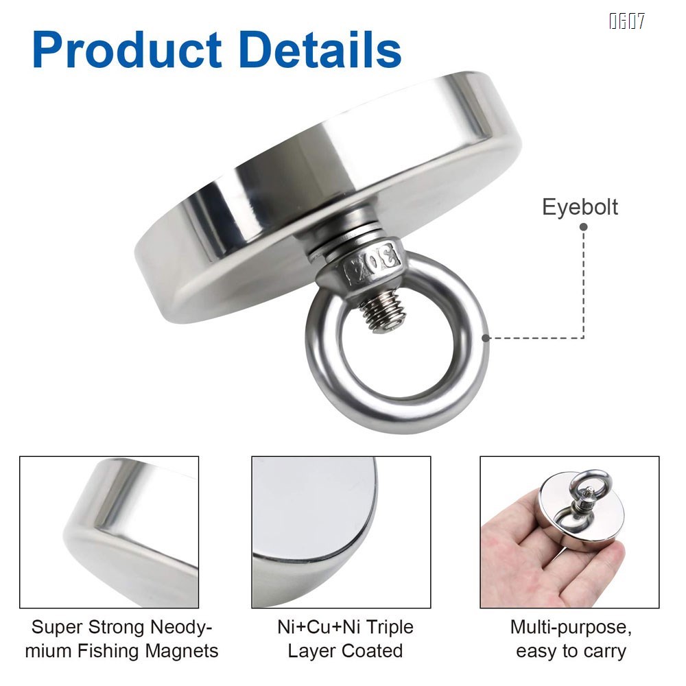 Magnetic Hooks, 57 lbs(26 KG) Pulling Force Rare Earth Magnetic Hooks with Countersunk Hole Eyebolt for Home, Kitchen, Workplace, Office and Garage