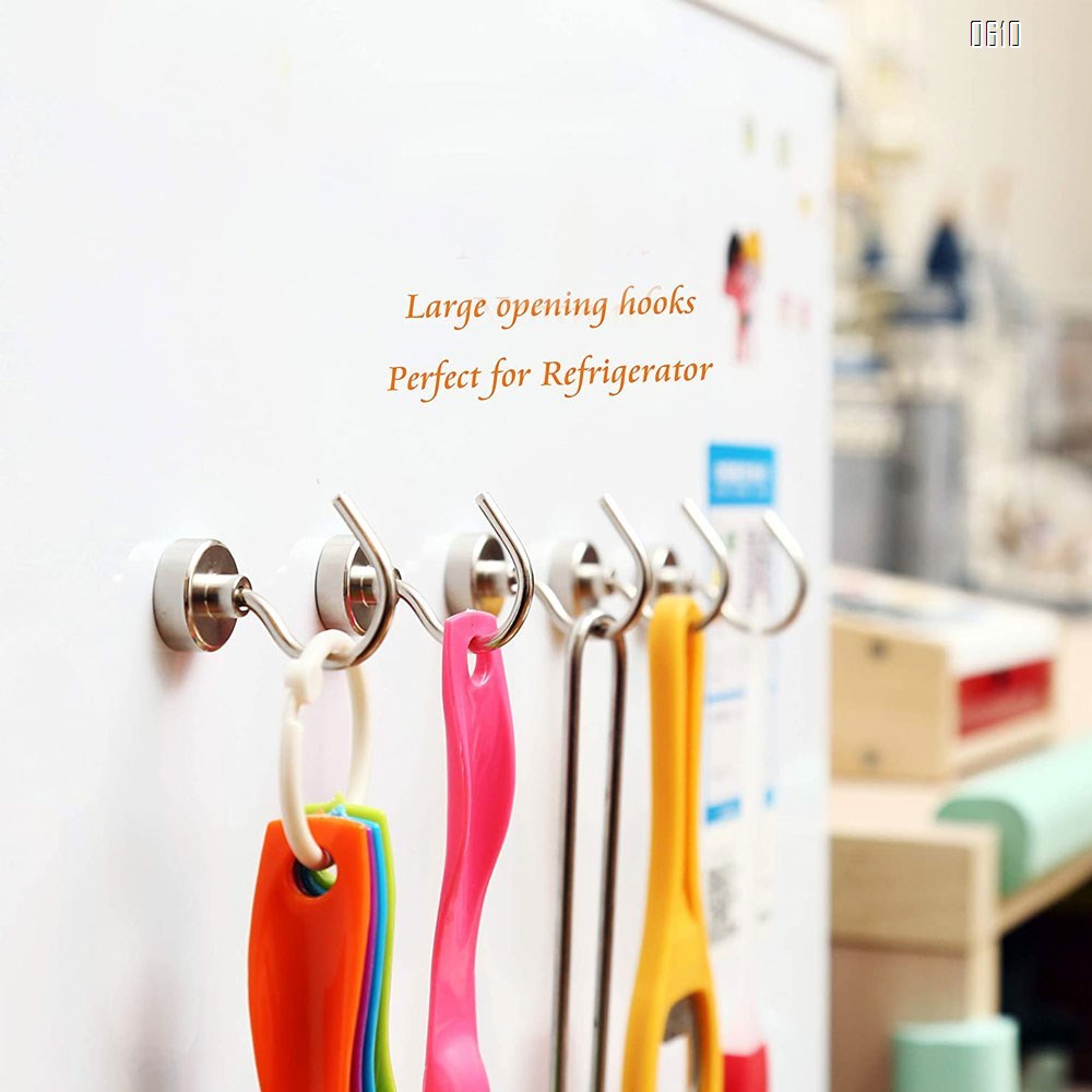 Magnetic Hooks, 17 LBS Large Opening Hook CNC Machined Base,Ideal for Cruise,Grill,Towel,Kitchen Indoor Hanging