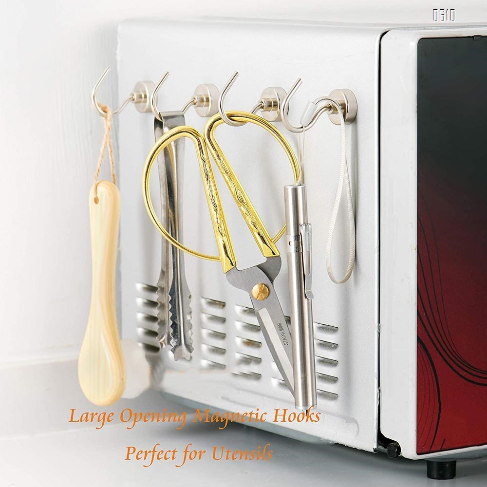 Magnetic Hooks, 17 LBS Large Opening Hook CNC Machined Base,Ideal for Cruise,Grill,Towel,Kitchen Indoor Hanging