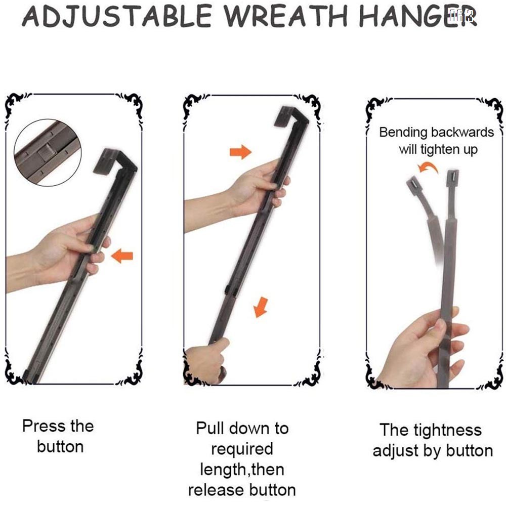 Adjustable Wreath Hanger from 15 Inch-24 Inch, Metal Wreath Hook for Front Door