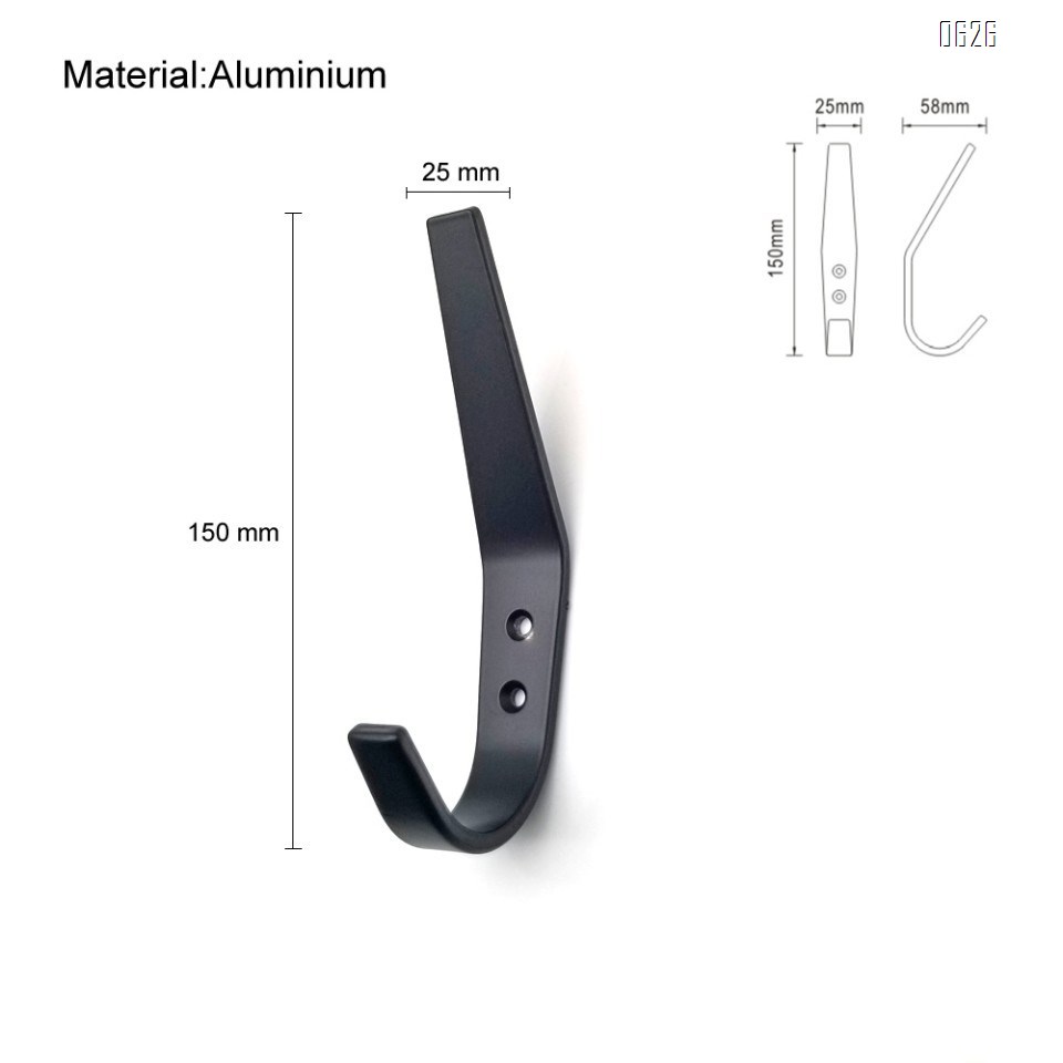 Coat Hooks Wall Mounted Towel Hook Heavy Duty Aluminum Double Robe Hanger for Bathroom Kitchen Office Farmhouse (Black)