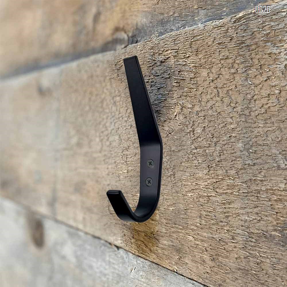 Coat Hooks Wall Mounted Towel Hook Heavy Duty Aluminum Double Robe Hanger for Bathroom Kitchen Office Farmhouse (Black)