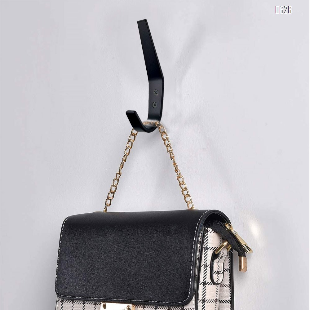 Coat Hooks Wall Mounted Towel Hook Heavy Duty Aluminum Double Robe Hanger for Bathroom Kitchen Office Farmhouse (Black)