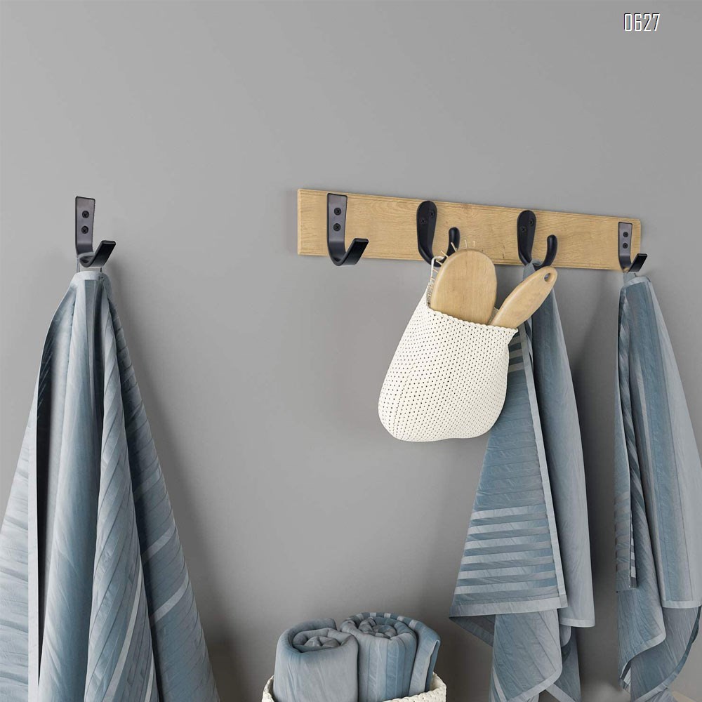Black Coat Hooks Wall Mounted Single Prong Robe Hook for Hanging Towel Hooks for Bags, Hat, Cap, Scarf, Cup