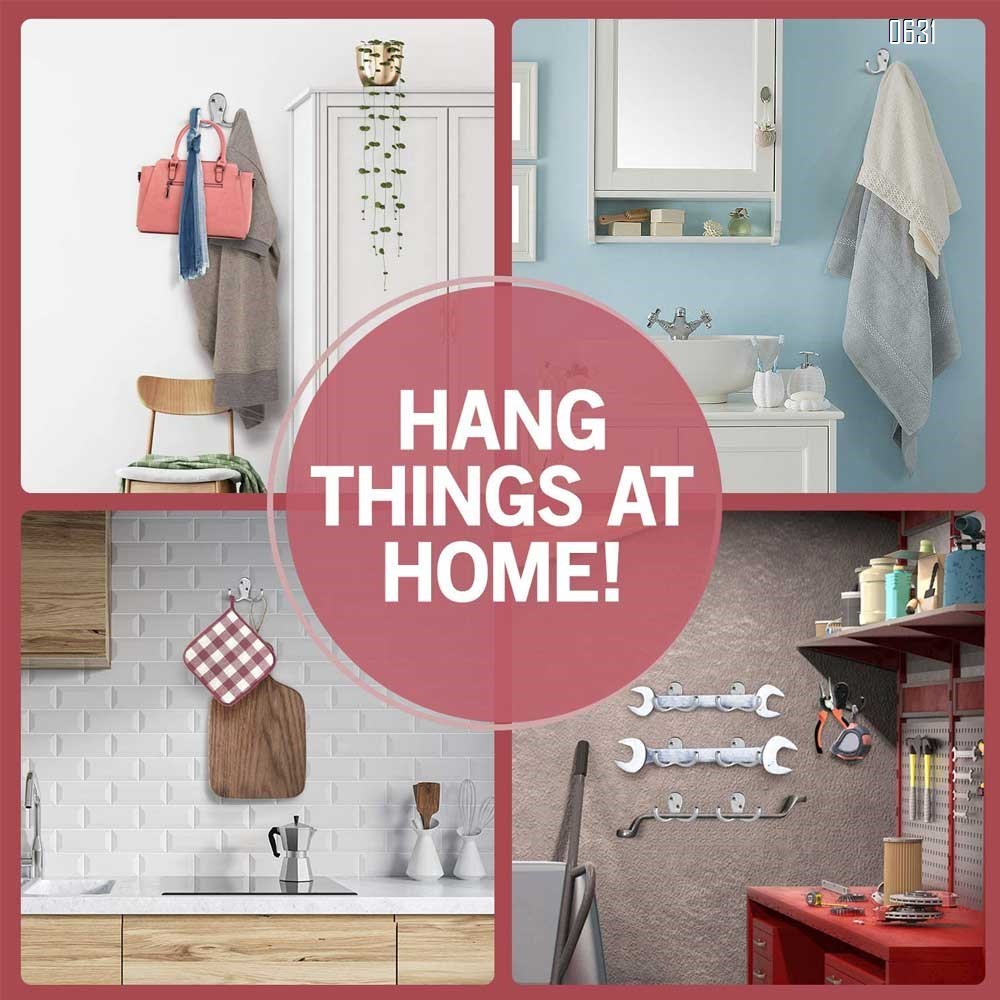 Heavy Duty and Easy to Install Two-Prong Wall Hooks for Towels, Coats, Hats, Bags and Robes Ideal for Use at Home, Kitchen, Bathroom and Office