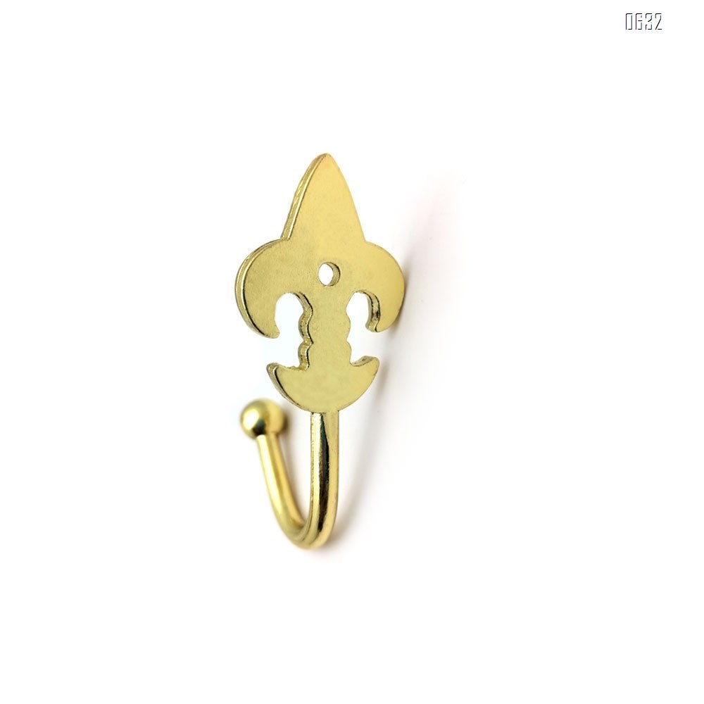Decorative Wall Hanging Zinc Alloy Coat Hooks Curtain Tieback Holders Screws Bright Gold