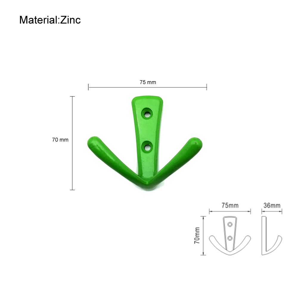 Double Coat Hooks in Green Finish, Easy to Install, Stronger  More Durable for Heavy Items, Wall Mount Hook for Hanging Towels, Coats, Hats, Heavy Bags