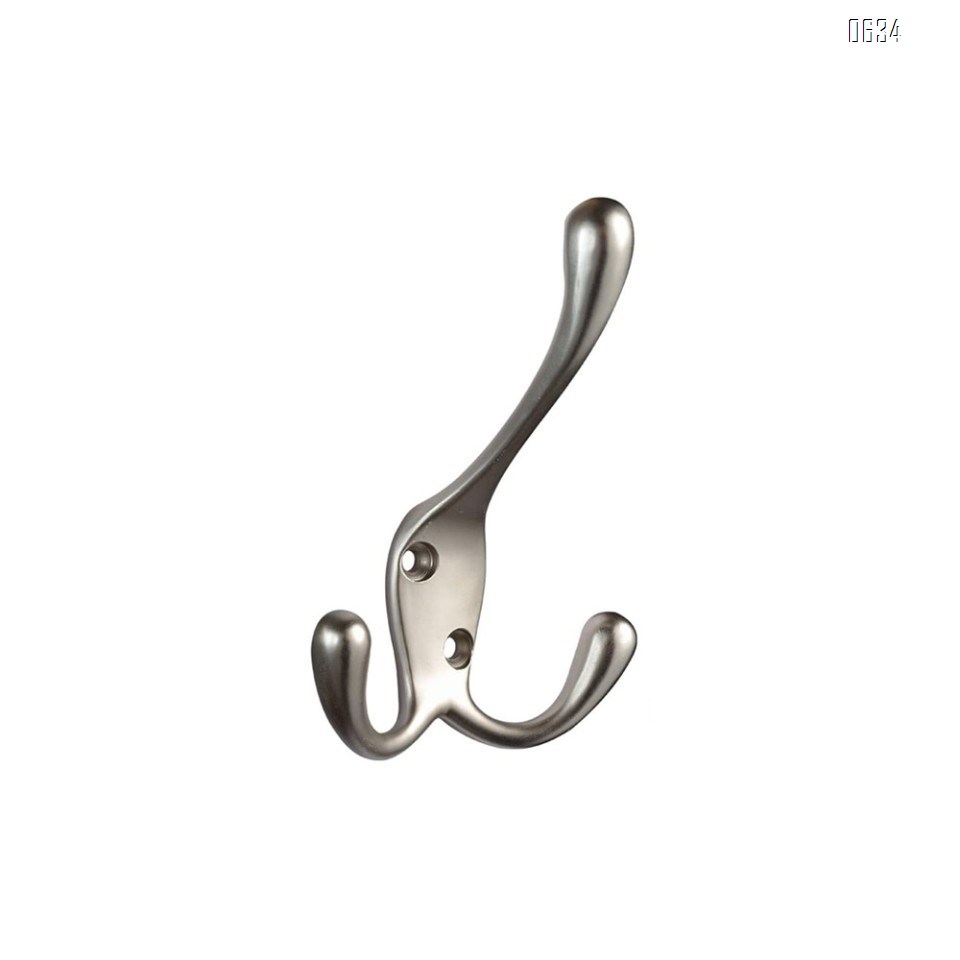 Big Heavy Duty Three Prongs Coat Hooks Wall Mounted  Retro Double Utility Rustic Hooks for Thick Coat, Big Heavy Bags Matte Nickel