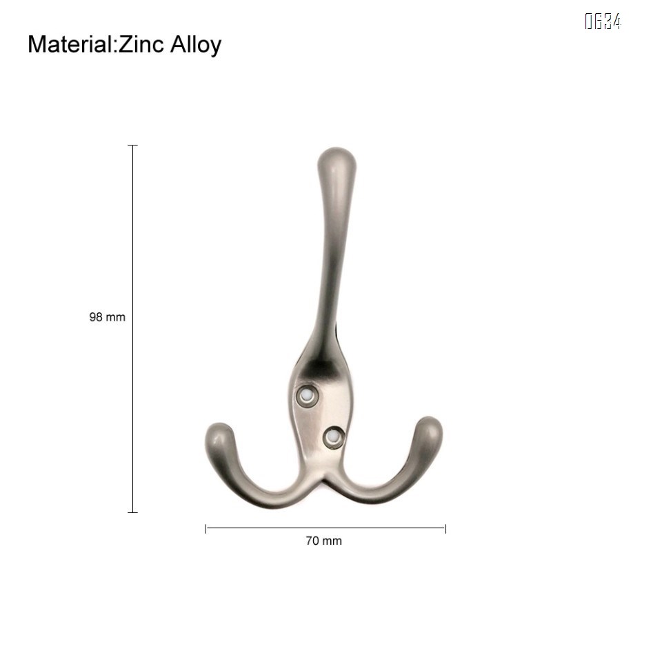 Big Heavy Duty Three Prongs Coat Hooks Wall Mounted  Retro Double Utility Rustic Hooks for Thick Coat, Big Heavy Bags Matte Nickel