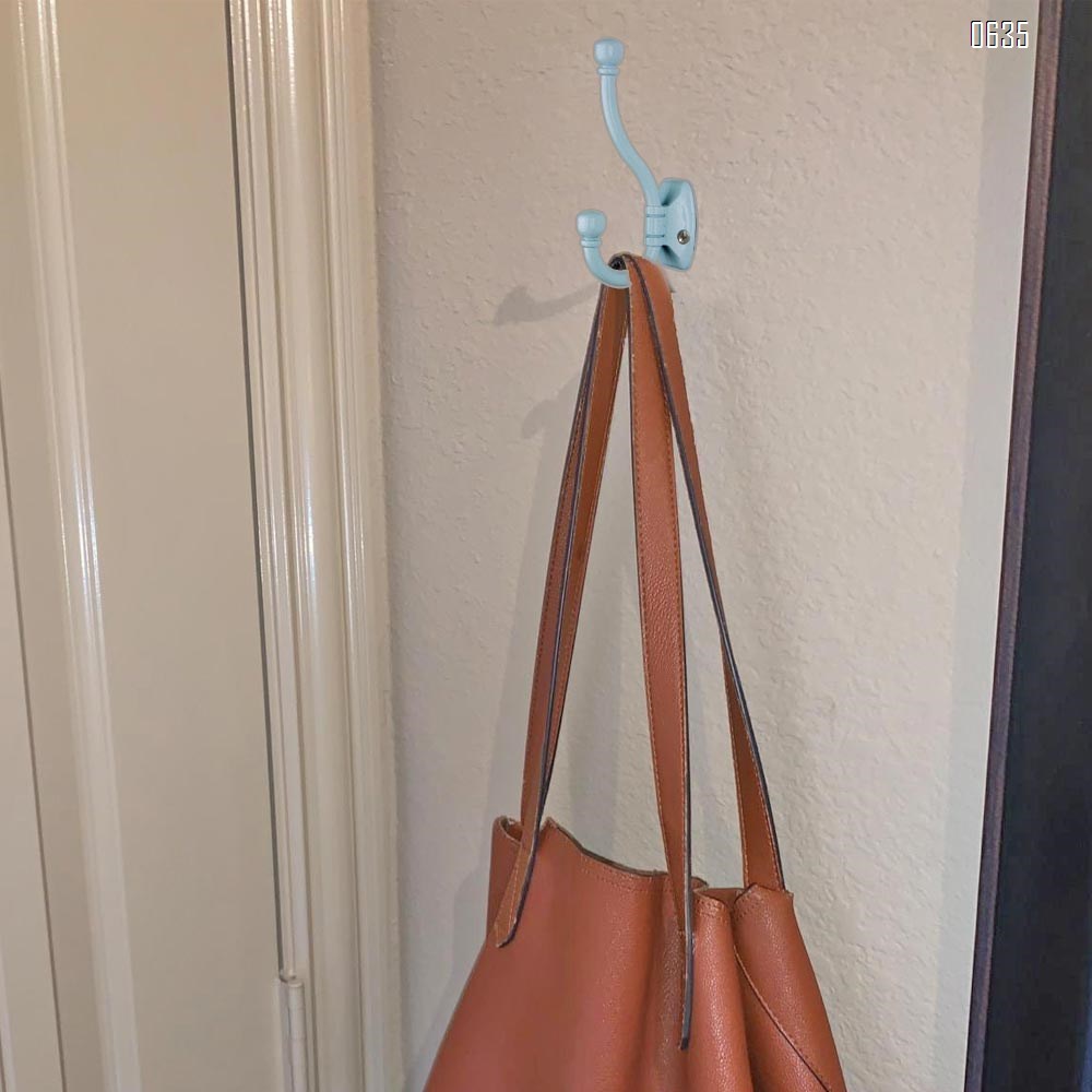 Heavy Duty Dual Coat Hooks Wall Mounted Retro Double Hooks Utility Hooks for Coat, Scarf, Bag, Towel, Key, Cap, Cup, Hat