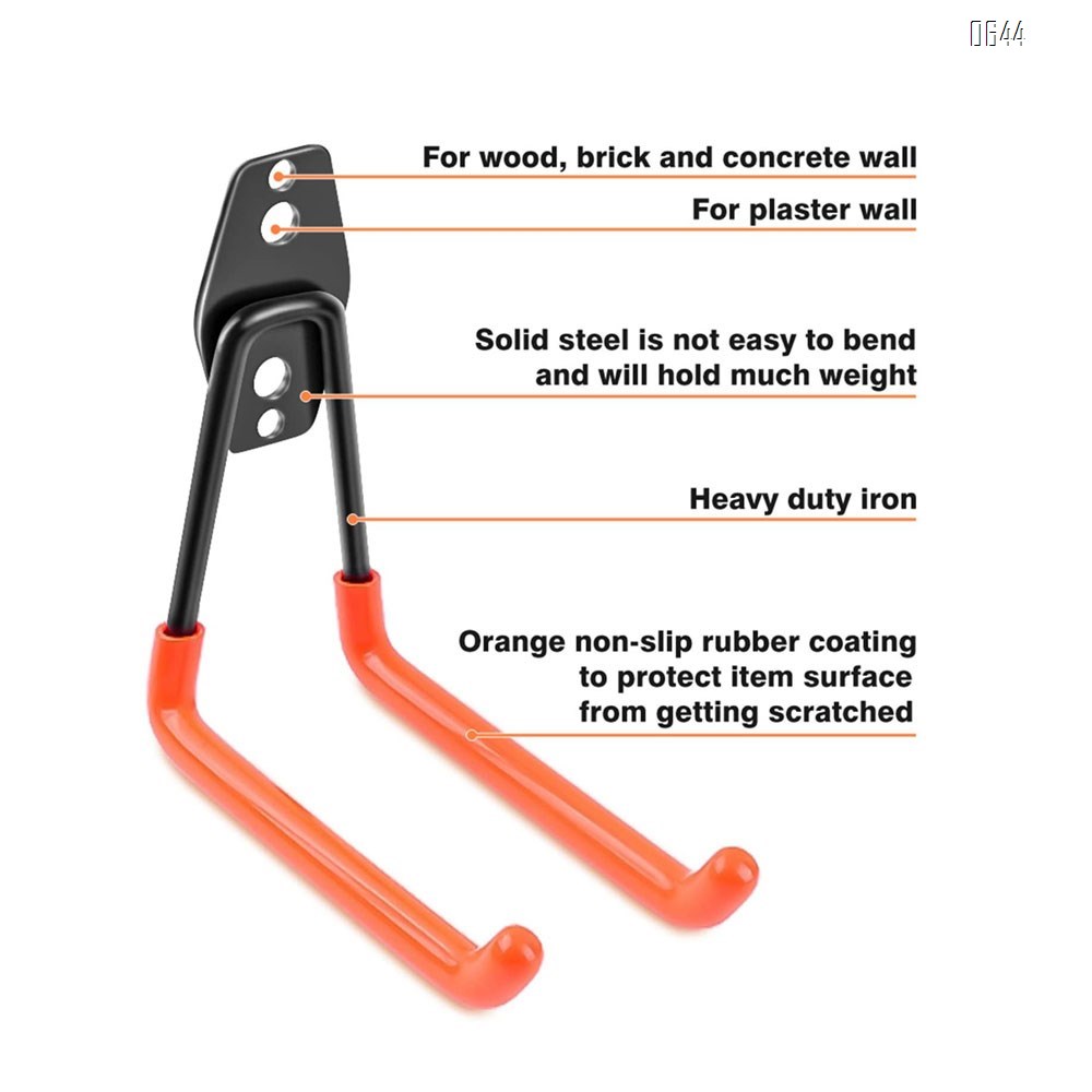 U Large Garage Hooks Heavy Duty , Steel Garage Storage Hooks, Tool Hangers for Garage Wall Utility Wall Mount Garage Hooks and Hangers with Anti-Slip Coating for Garden Tools, Ladders, Bulky Items