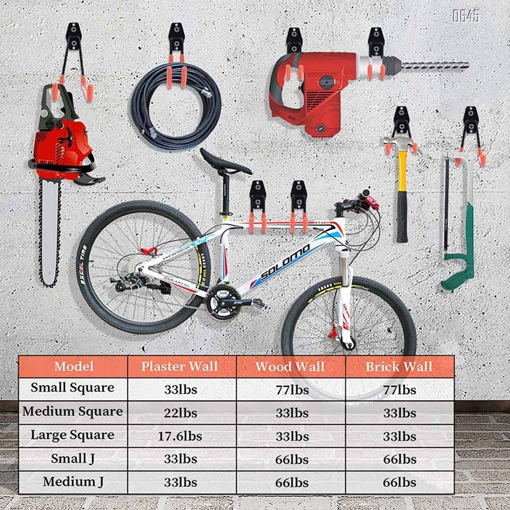 U Medium Garage Hooks Heavy Duty , Steel Garage Storage Hooks, Tool Hangers for Garage Wall Utility Wall Mount Garage Hooks and Hangers with Anti-Slip Coating for Garden Tools, Ladders, Bulky Items