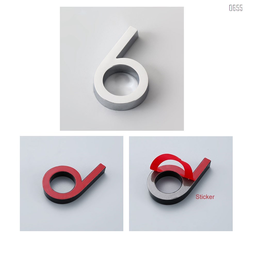 2.36 inch (60 mm) high Self-adhesive mailbox numbers fashion home decor plating address slogans digital door signage hotel door stickers board 6cm silver plaque modern house numbers