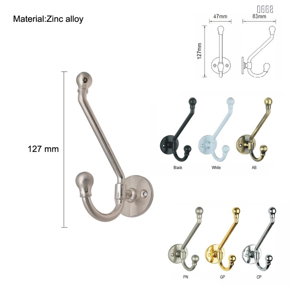 Wall-mounted coat hook heavy silver hardware coat hook decoration single hanging coat towel cabinet classroom kitchen bathroom backpack hat hook