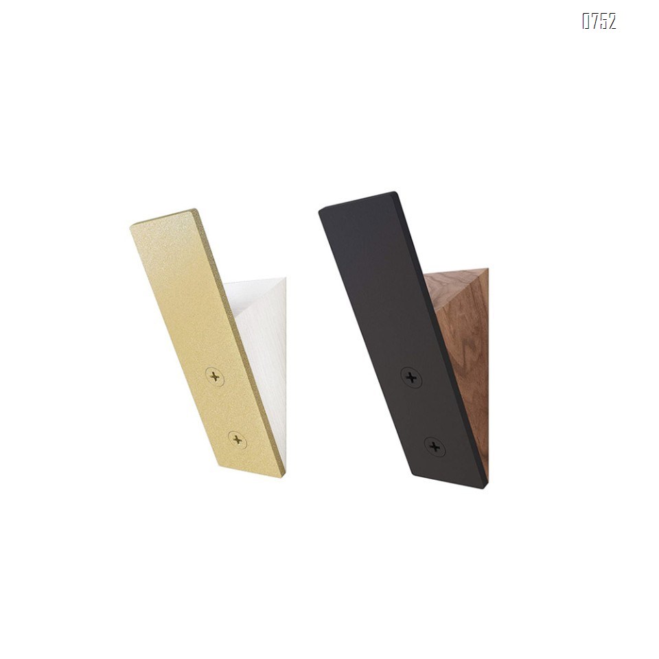 Wall Coat Hook Rack  - Beech Wood Gold and Black Metal Hooks for Hanging Coats - Hat Hooks for Wall - Decorative Wall Hooks - Hat Hangers for Wall