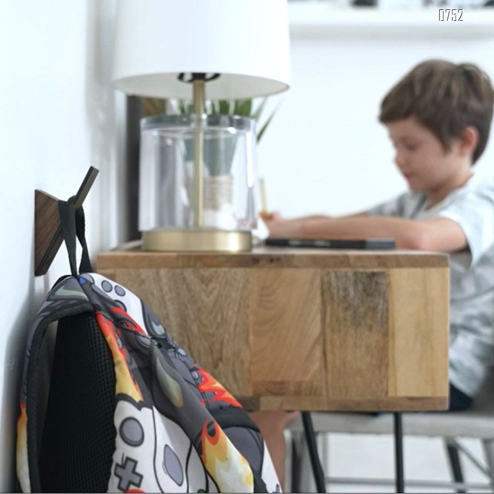 Wall Coat Hook Rack  - Beech Wood Gold and Black Metal Hooks for Hanging Coats - Hat Hooks for Wall - Decorative Wall Hooks - Hat Hangers for Wall