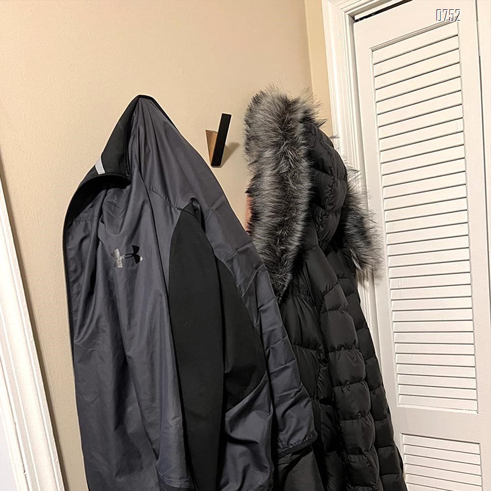 Wall Coat Hook Rack  - Beech Wood Gold and Black Metal Hooks for Hanging Coats - Hat Hooks for Wall - Decorative Wall Hooks - Hat Hangers for Wall