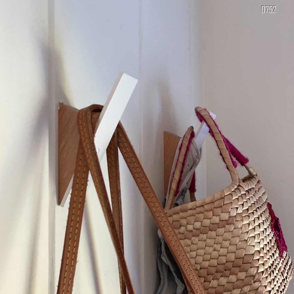 Wall Coat Hook Rack  - Beech Wood Gold and Black Metal Hooks for Hanging Coats - Hat Hooks for Wall - Decorative Wall Hooks - Hat Hangers for Wall