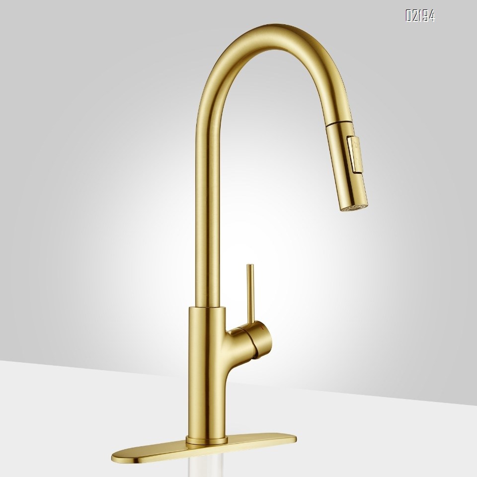 Brushed Titanium Gold Kitchen Faucet with Pull Down Magnetic Docking Sprayer,Stainless Steel Pull Out RV Kitchen Sink Faucets,Single Handle Deck Mount,Grifos De Cocina