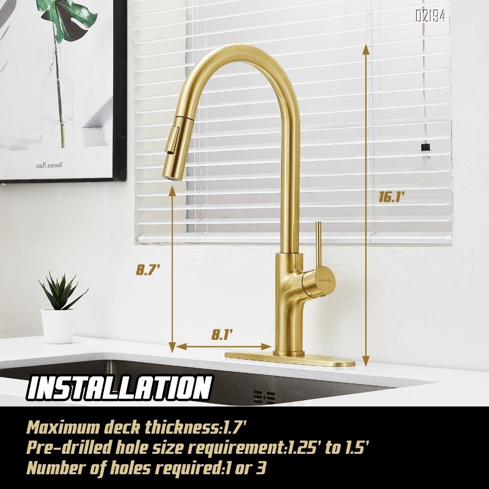 Brushed Titanium Gold Kitchen Faucet with Pull Down Magnetic Docking Sprayer,Stainless Steel Pull Out RV Kitchen Sink Faucets,Single Handle Deck Mount,Grifos De Cocina