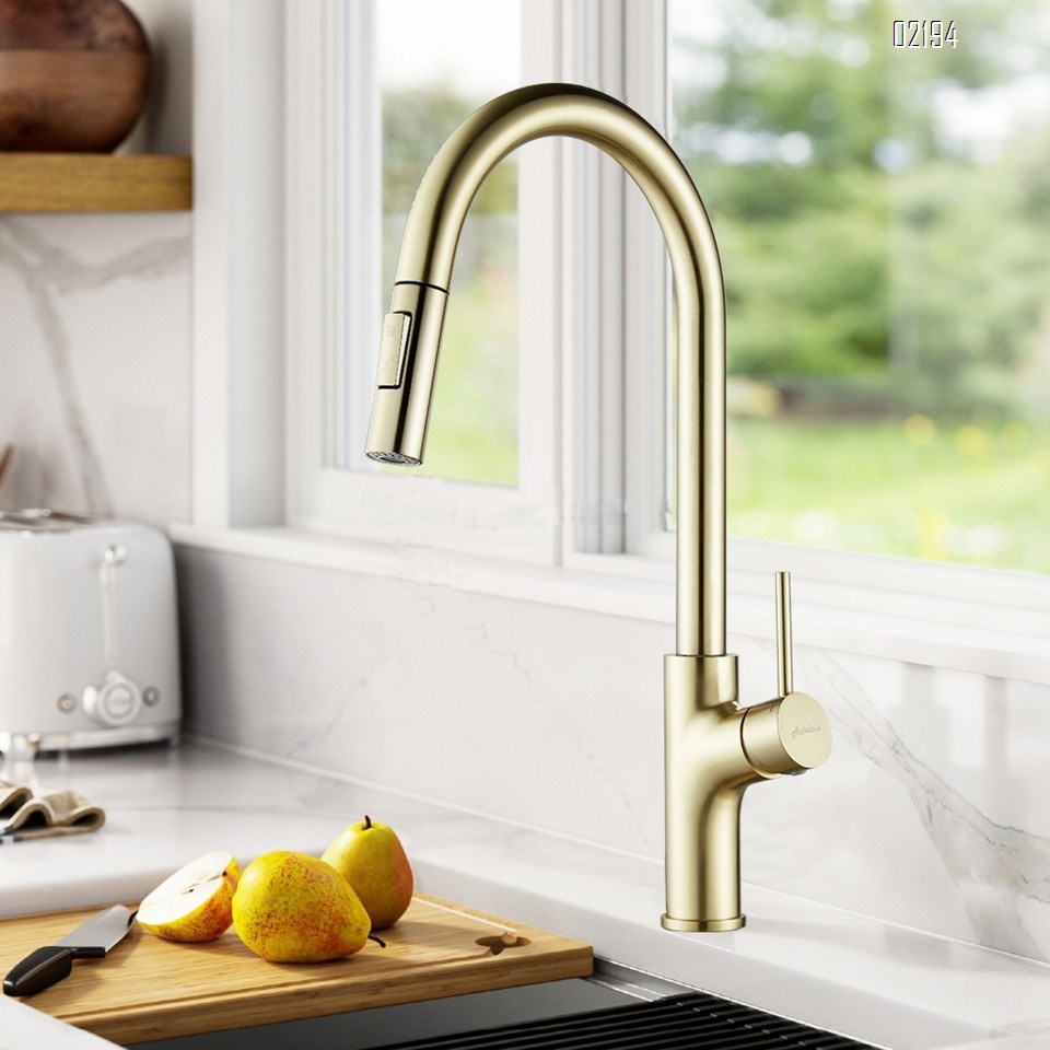 Brushed Titanium Gold Kitchen Faucet with Pull Down Magnetic Docking Sprayer,Stainless Steel Pull Out RV Kitchen Sink Faucets,Single Handle Deck Mount,Grifos De Cocina