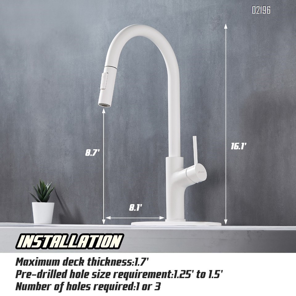 White Kitchen Faucet with Pull Down Magnetic Docking Sprayer,Modern Stainless Steel Pull Out RV Kitchen Sink Faucets,Single Handle Deck Mount,Grifos De Cocina