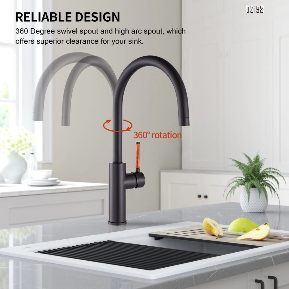 Single Handle Kitchen Bar Sink Faucet, Matte Black Wet Bar Sink Faucet Stainless Steel Single Hole, 360 Swivel B Tap for Farmhouse RV Camper Outdoor Utility Bathroom