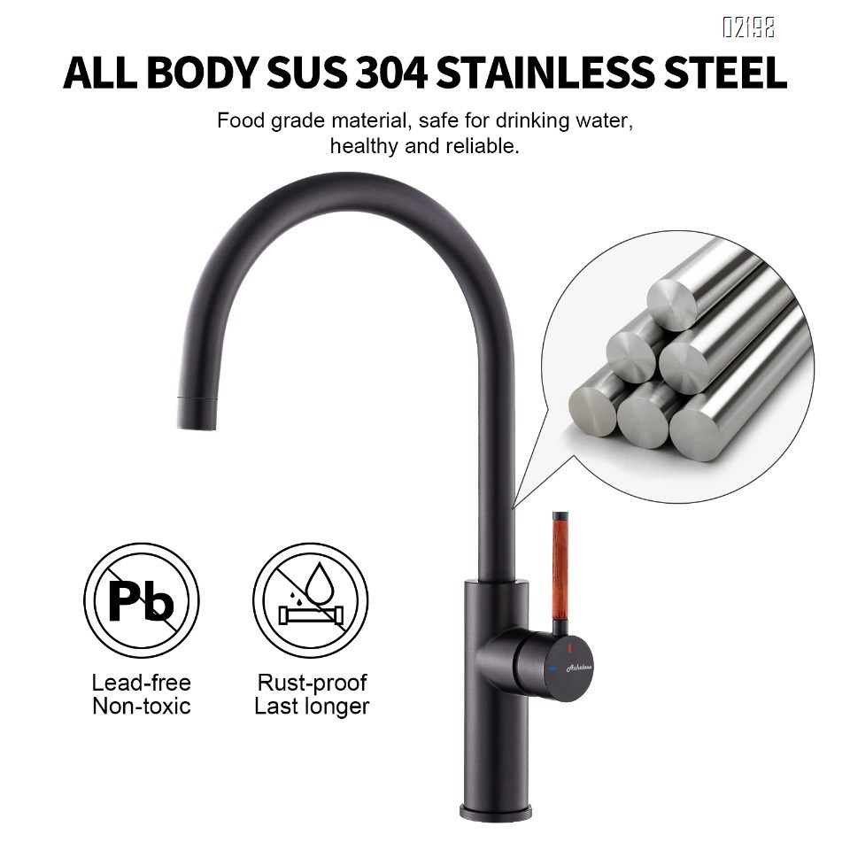 Single Handle Kitchen Bar Sink Faucet, Matte Black Wet Bar Sink Faucet Stainless Steel Single Hole, 360 Swivel B Tap for Farmhouse RV Camper Outdoor Utility Bathroom