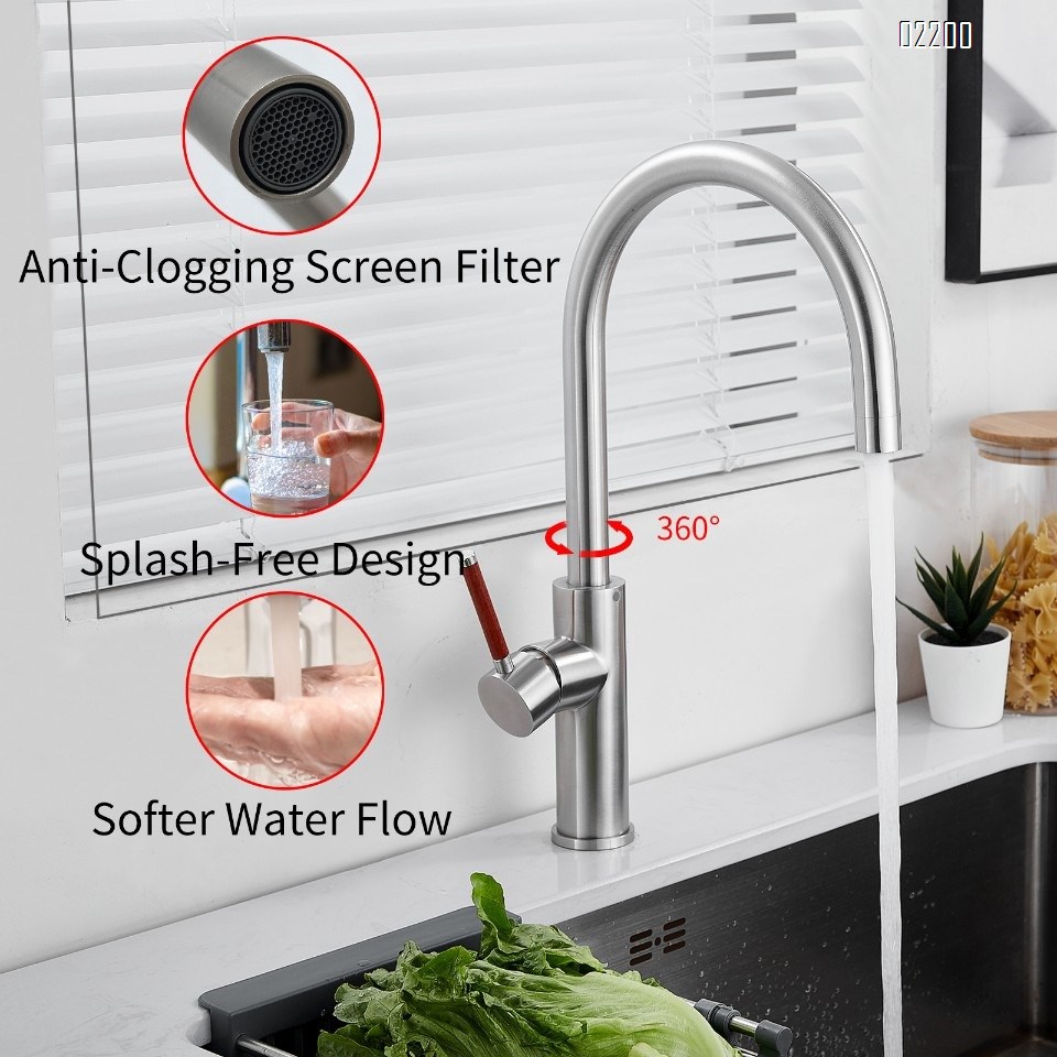 Single Handle Kitchen Bar Sink Faucet, Brushed Gold Wet Bar Sink Faucet Stainless Steel Single Hole, 360 Swivel Tap for Farmhouse RV Camper Outdoor Utility Bathroom